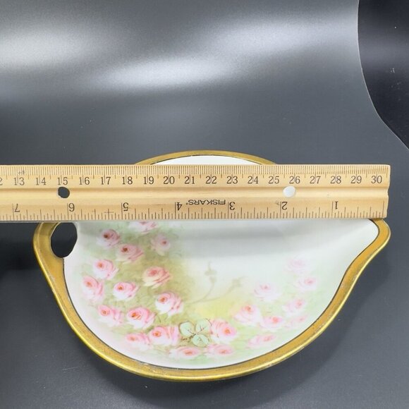 1960s German Porcelain Hand Painted Dish Plate With Handle Artist Signed Vintage - Picture 3 of 13